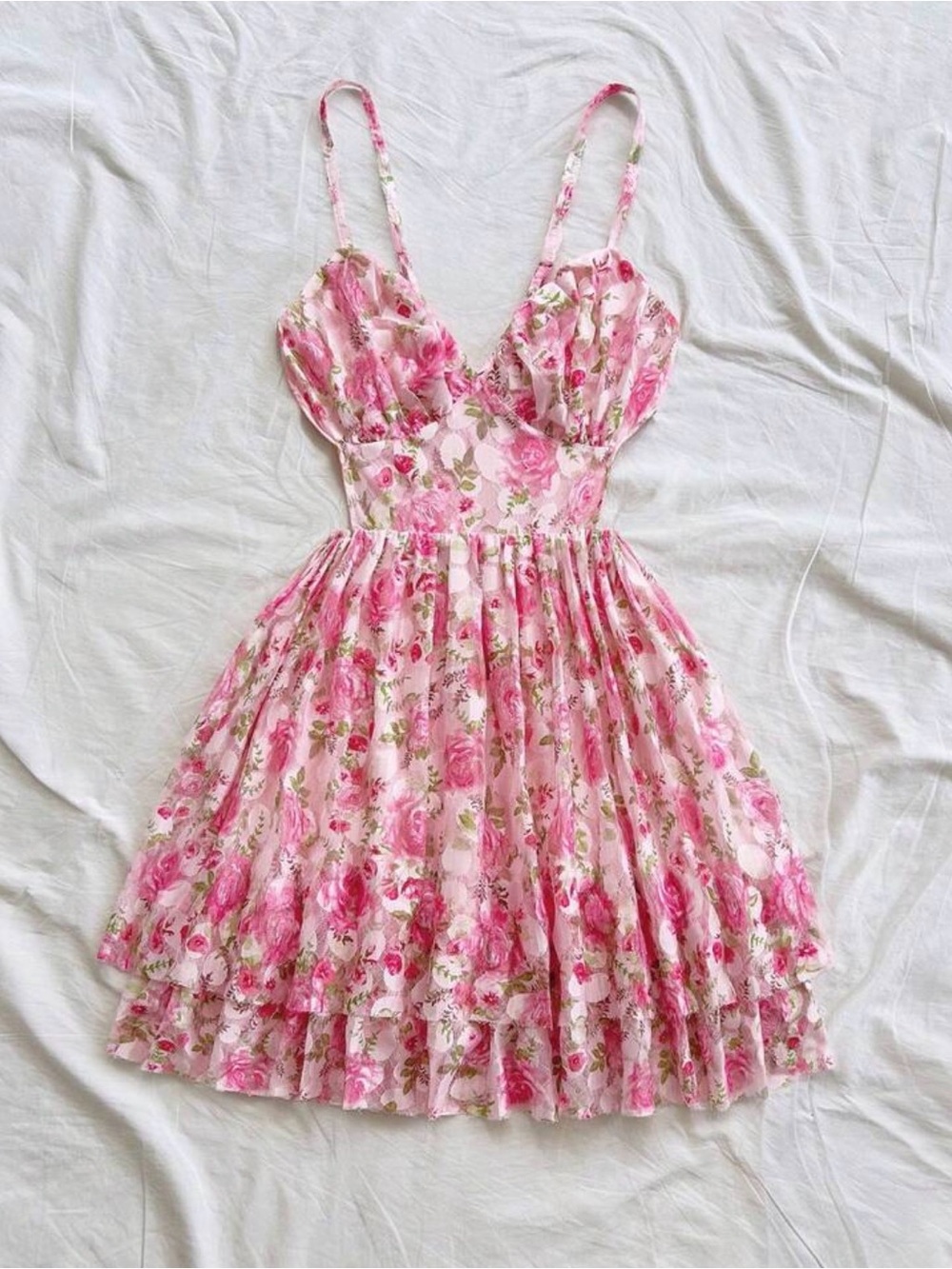 Pink Floral Ruffled Sundress - Picture 6 of 7